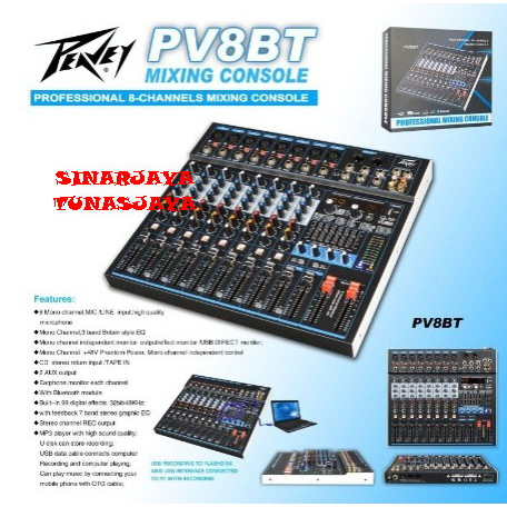 MIXER AUDIO PEAVEY PV8BT. USB BLUETOOT