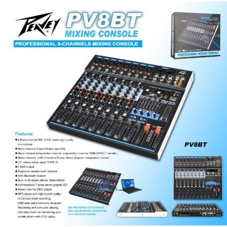 Mixer Peavey PV8BT original effect digital 99dsp