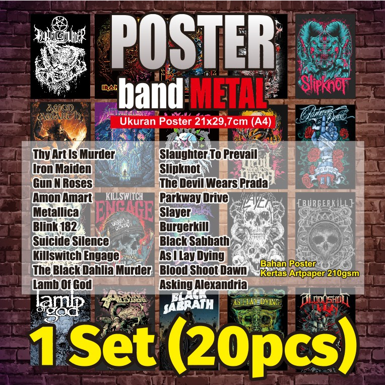 

Poster band metal / poster dinding band metal / poster dinding (1set isi 20pcs)