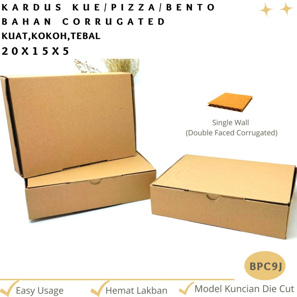 

Dus Brownies Box Kue 20x15x5 Die Cut Corrugated (BPC.9J)