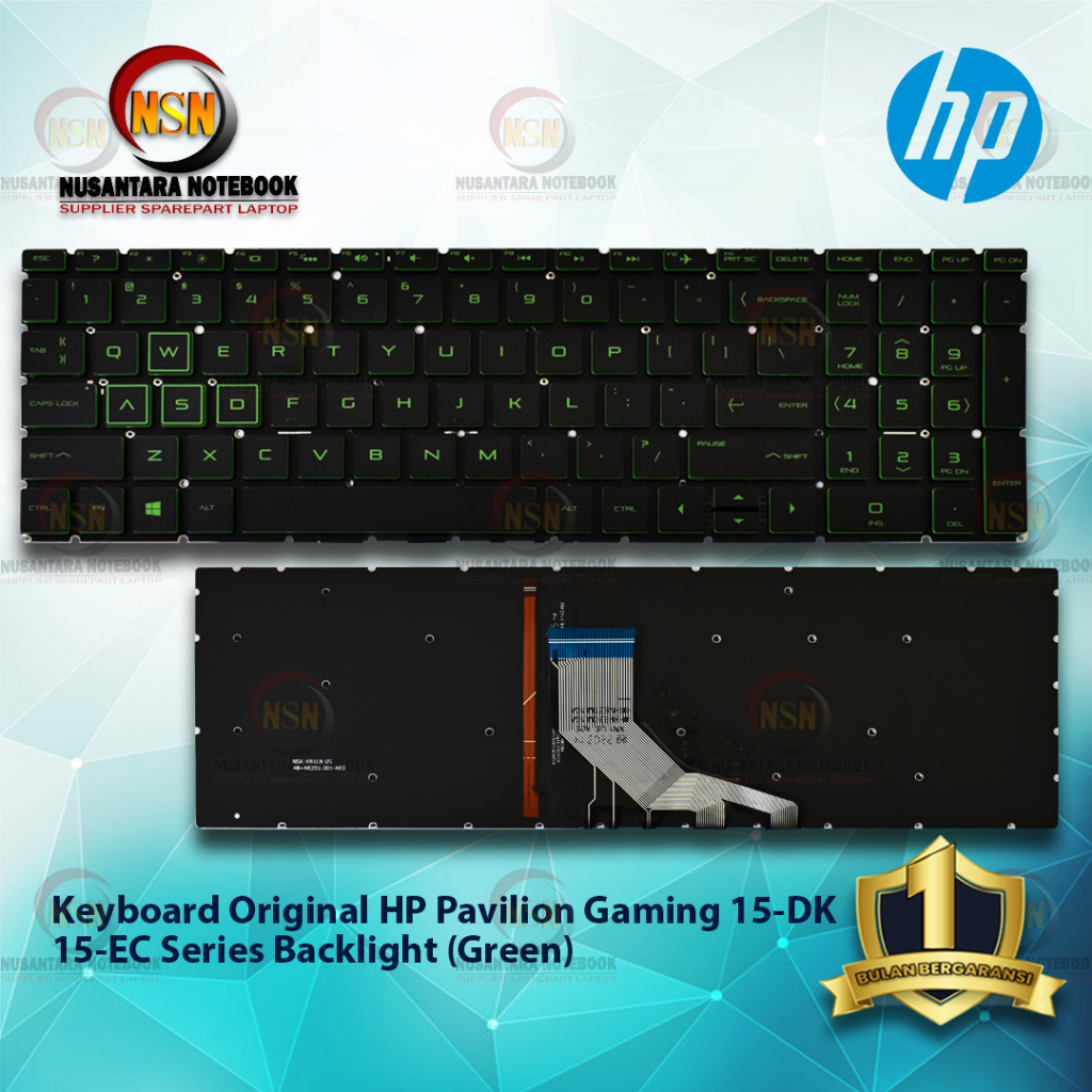 Keyboard Laptop Original HP Pavilion Gaming 15-DK 15-EC Backlight (Green)
