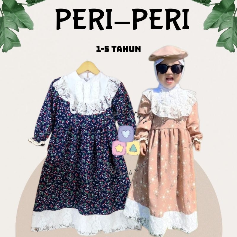 "NCC" Usia 1-5 tahun Gamis Panjang anak Perempuan PERI-PERI By Mybee Long Dress Baju Muslim Anak Cew