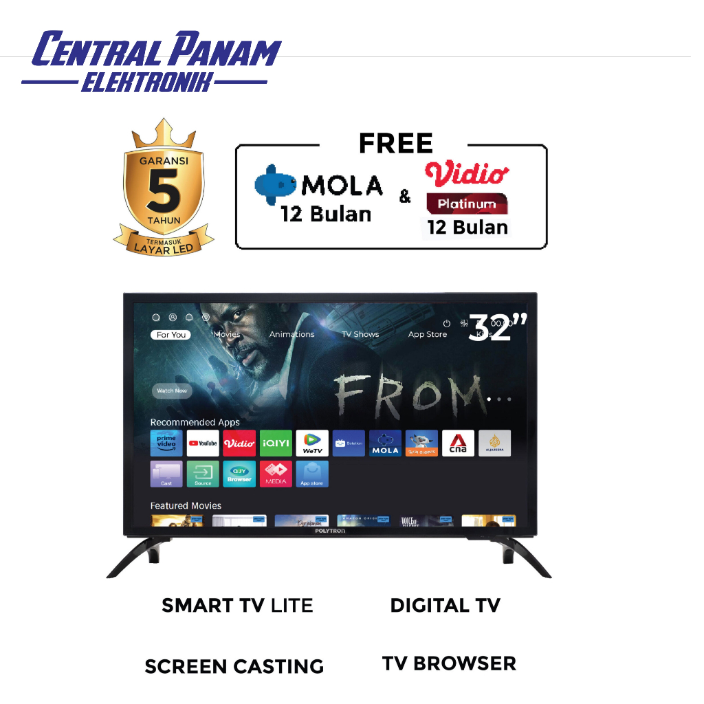 POLYTRON SMART LITE DIGITAL 32" PLD 32CV2269 Central Panam Elektronik