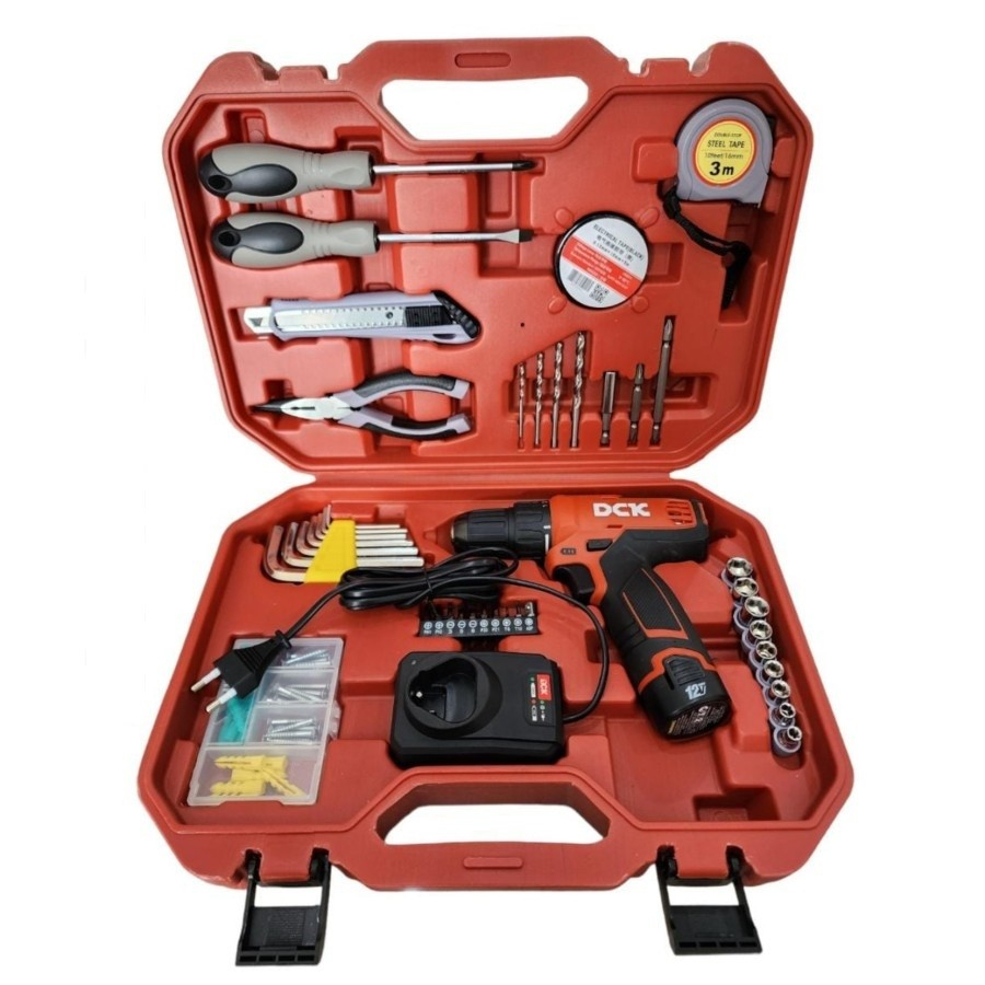 DCK KDJZ Cordless Drill Bor Baterai 12v Paket Set Lengkap