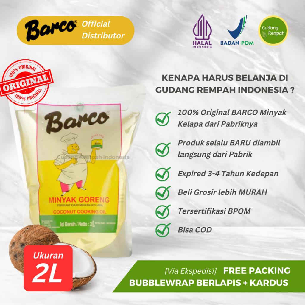

[PROMO 3.3] NEW 2L Barco Minyak Kelapa Expire 2027 - Minyak Goreng Anti Kolesterol/Minyak Kelapa Goreng/Coconut Oil