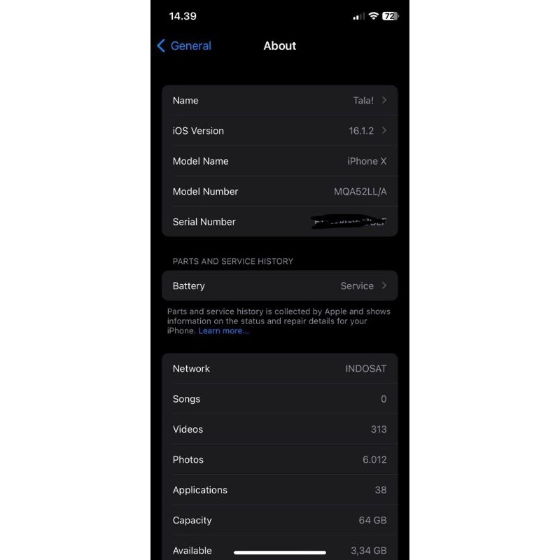 iphone x 64 gb second garansi