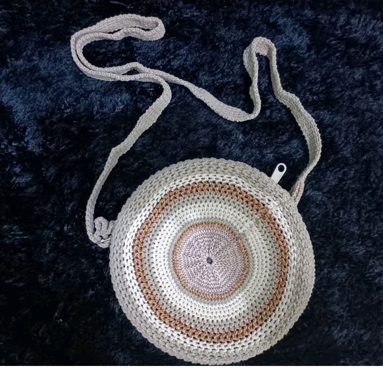 tas rajut bulat/tas selempang rajut bulat/tas selempang rajut bulat kecil/tas rajutan bundar bulat/t