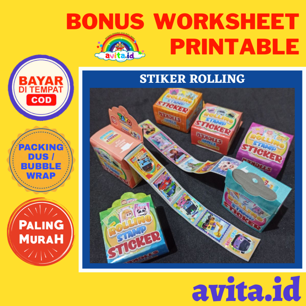 

avita.id Rolling Stamp Sticker / Stiker Rolling Karakter /Stiker Tempel Anak