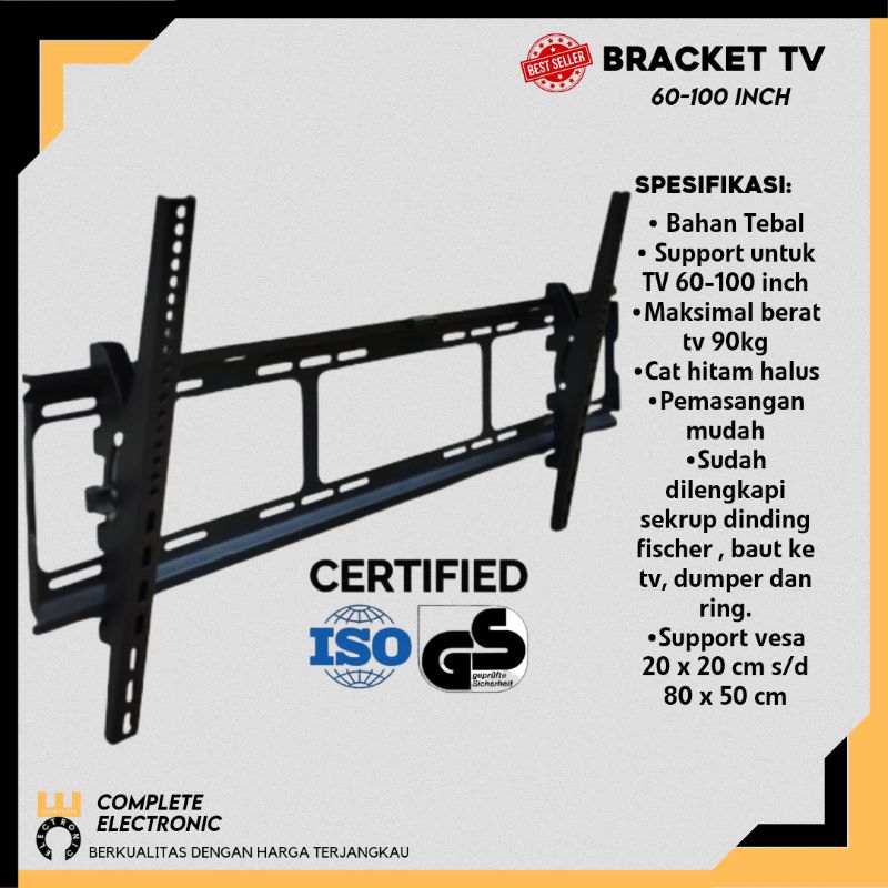 Bracket TV Breket TV 60-100 inch Best Quality Bahan Tebal