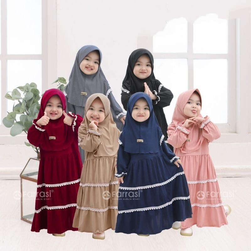 gamis anak set hijab | Gamis Syar'i Anak | Baju Gamis Anak perempuan