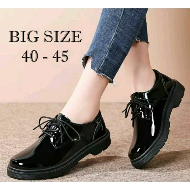 MKSHOES Sepatu Boots Wanita BIG Size 40-41-42-43-44-45 Boots Docmart Kulit Glossy Sepatu Kulit Wanit