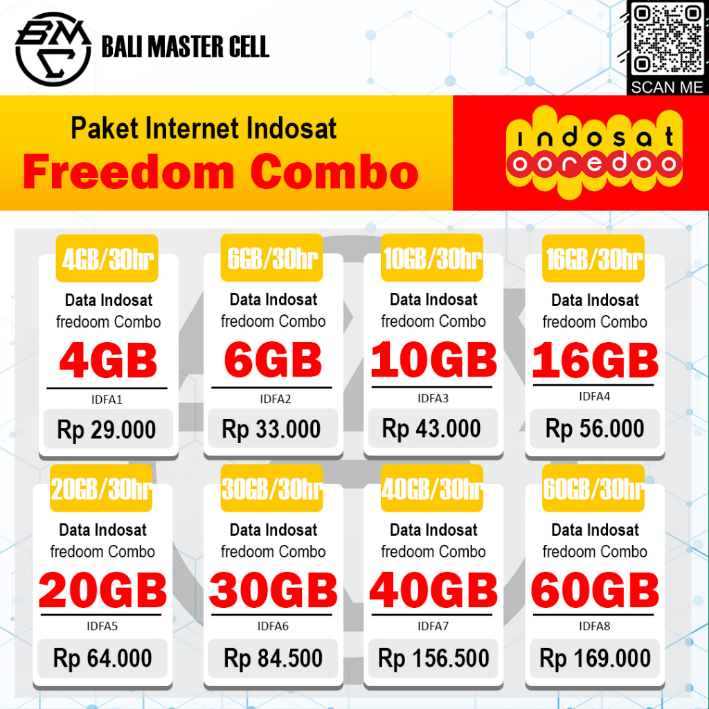PAKET INTERNET FREEDOM COMBO INDOSAT 30GB - 40GB