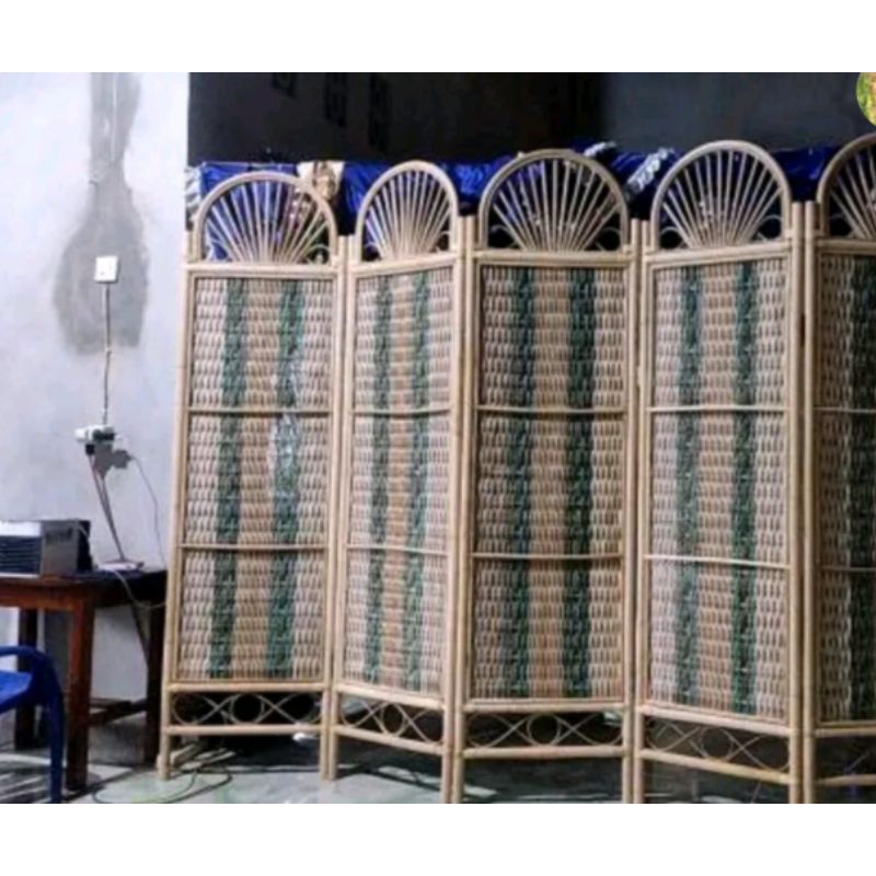 (isi 3 pintu)pembatas ruangan partisi sketsel rotan asli pembatas ruangan sketsel rotan alami harga 