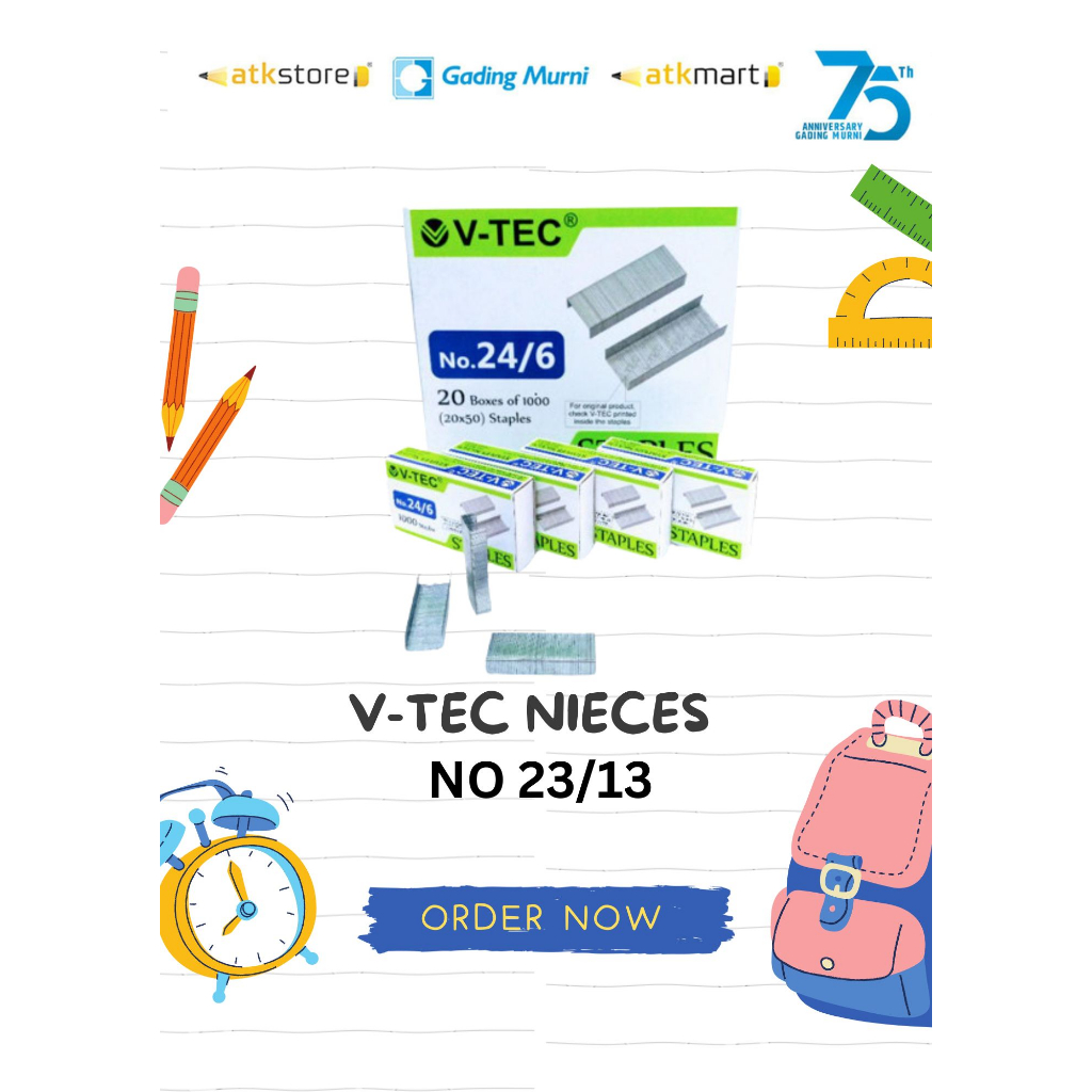 

V-Tec Isi Staples / Nieces - Staples Steples Isi Stapler Stepler Jepretan Cekrekan Neces V Tec