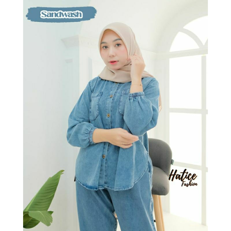 ONE SET JEANS BY HATICE // SET CELANA KEMEJA JEANS