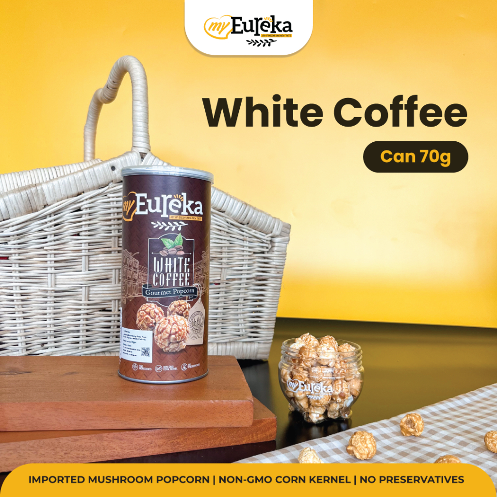 

Eureka Popcorn White Coffee Can 70g | Snack Cemilan Impor