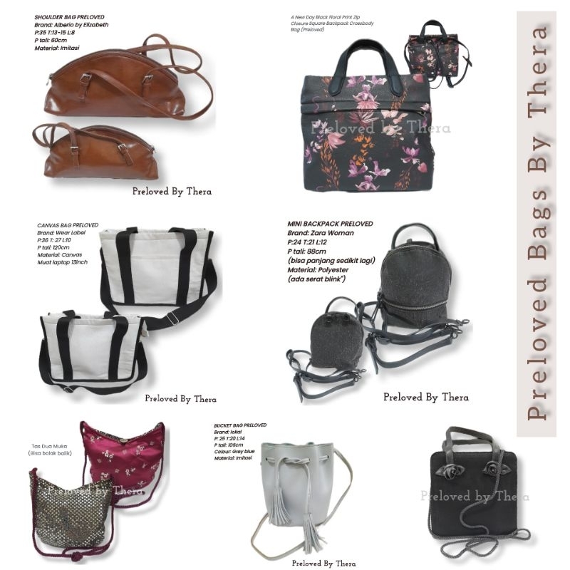 12. Tas Preloved/Shoulder bag/Canvas Bag/Mini Backpack/Bucket Bag/Mini Bag Kondisi 9/10