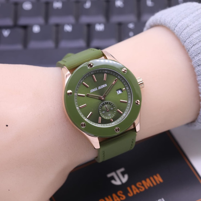 NEW JAM TANGAN WANITA JONAS JASMIN 2223 ORIGINAL CHRONO AKTIF RUBBER STRAP INCLUDE BOX BATERAI