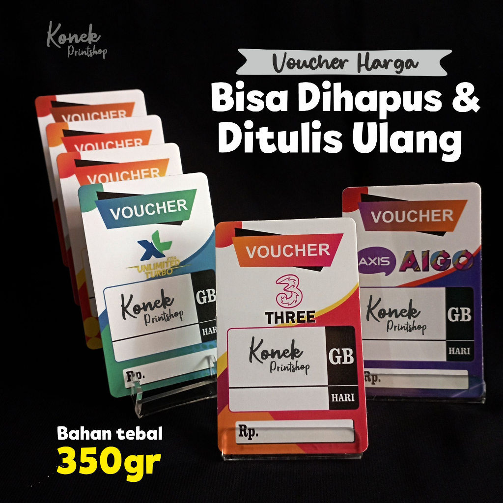 (Bisa Dihapus &amp; Ditulis Ulang)Label Portrait Harga Konter Voucher Harga Konter Display Harga Etalase Konter Stiker Konter