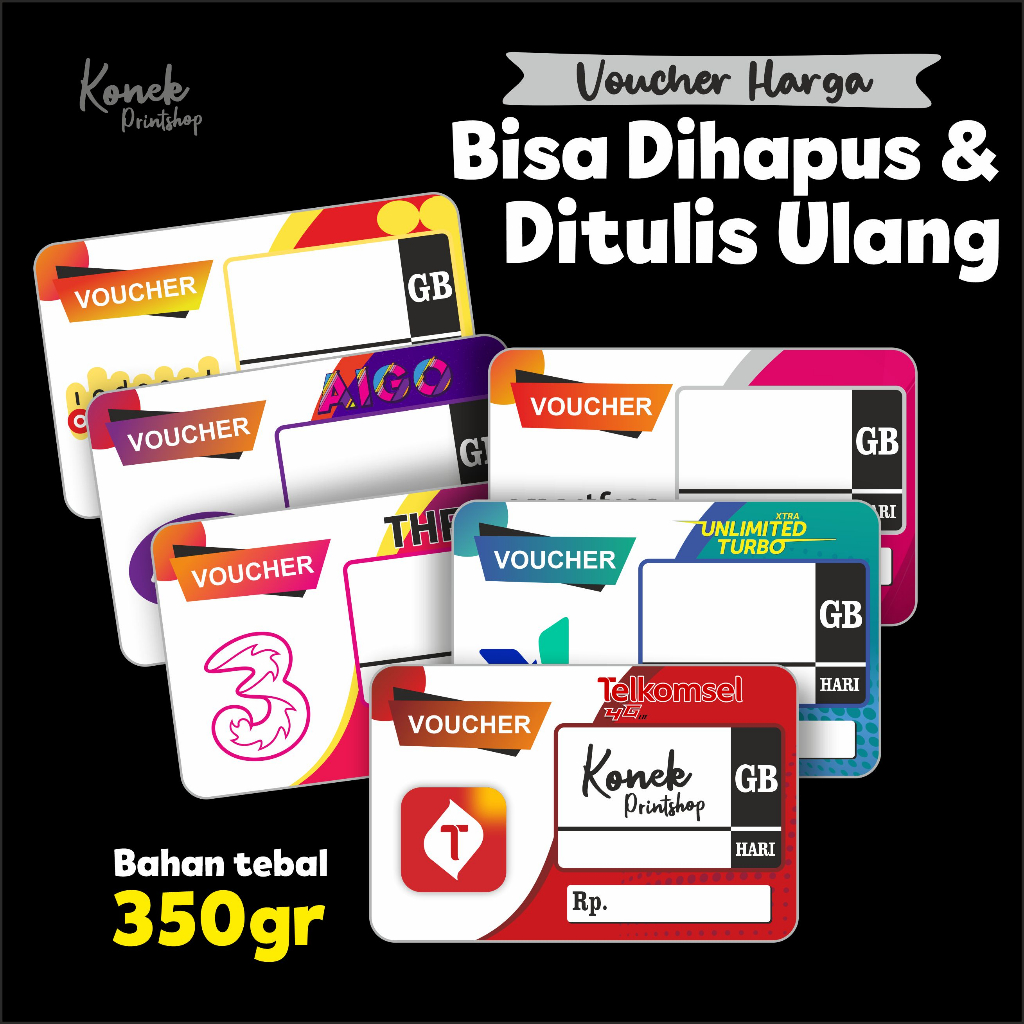 (Bisa Dihapus &amp; Ditulis Ulang)Label Landscape Harga Konter Voucher Harga Konter Display Harga Etalase Konter Stiker Konter