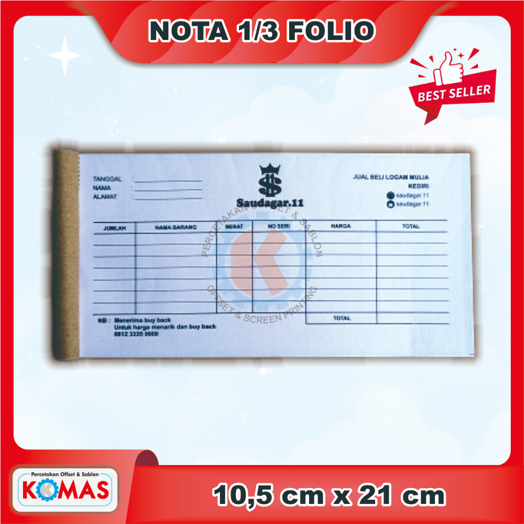 

Nota 1/3 Folio 2 PLY | Kwitansi | Surat Jalan | Faktur | Bon | Invoice | BACA DESKRIPSI