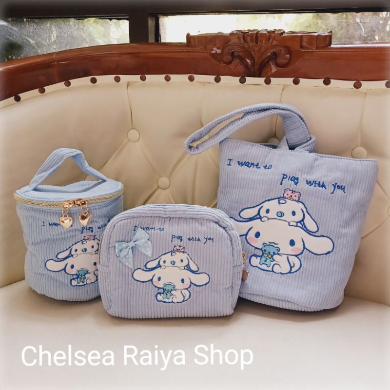 Tas Dompet Kosmetik Karakter Sanrio Cinnamoroll and Milk Beludru Cinamorol Cinamoroll Cinnamonroll K