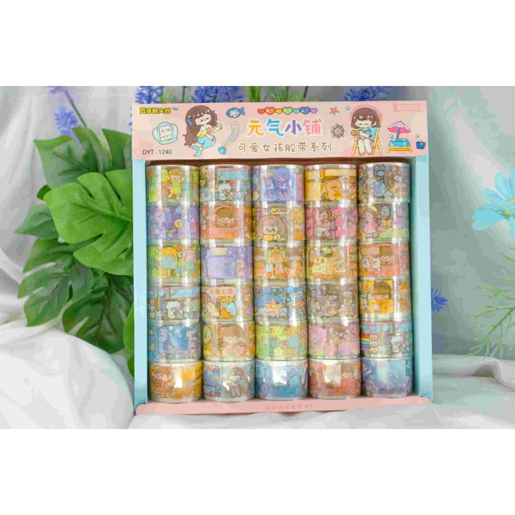 

GROSIR ISI 30 STICKER ROLL VIRAL/WASHI TAPE/SELOTIP BOX/STIKER GULUNG DIY AESTHETIC MOMO "ROLLS DYT-1240-1/-3/-5/-6