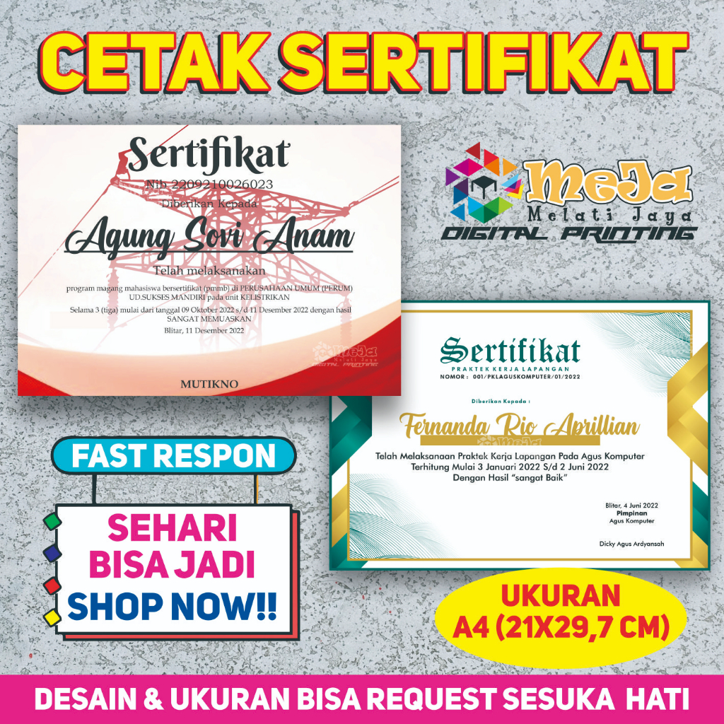 

Piagam A4 Murah Custom Cetak Kertas Piagam Termurah