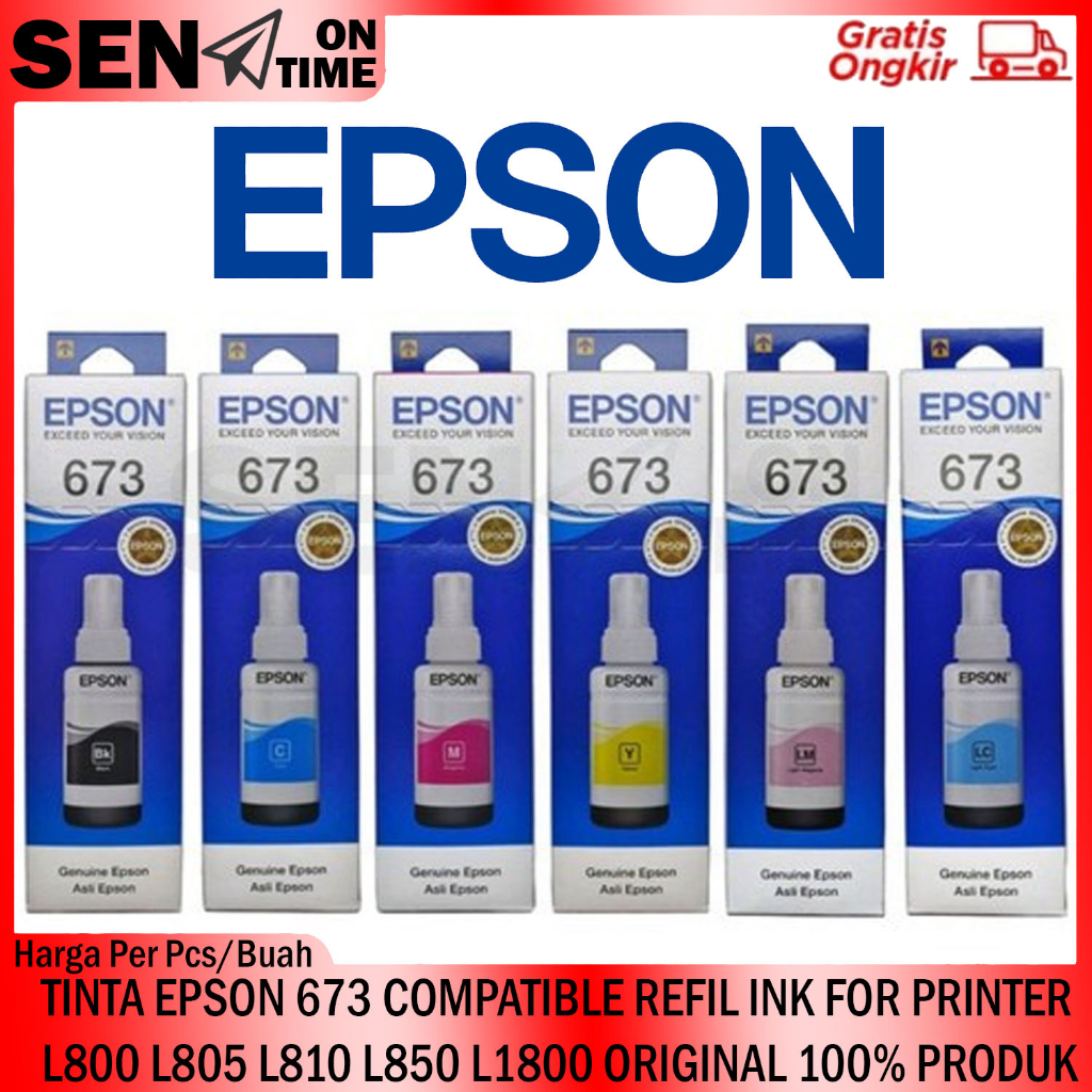 Tinta Epson 673 Compatible Refil Ink For Printer L800 L805 L810 L850 L1800 Original Mesin Cetak Peri