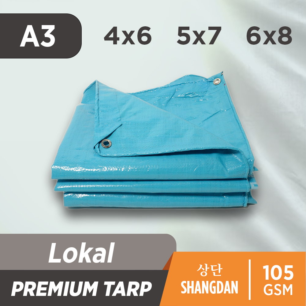 Terpal Plastik Premium Lokal A3 Ukuran 4x6 5x7 6x8 Harga Termurah Merk Shangdan Cap Hippo Waterproof