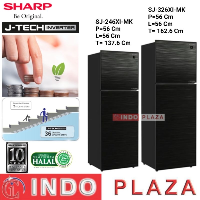 KULKAS SHARP 2 PINTU JTECH INVERTER SJ-246XI-MK / SJ-326XI-MK