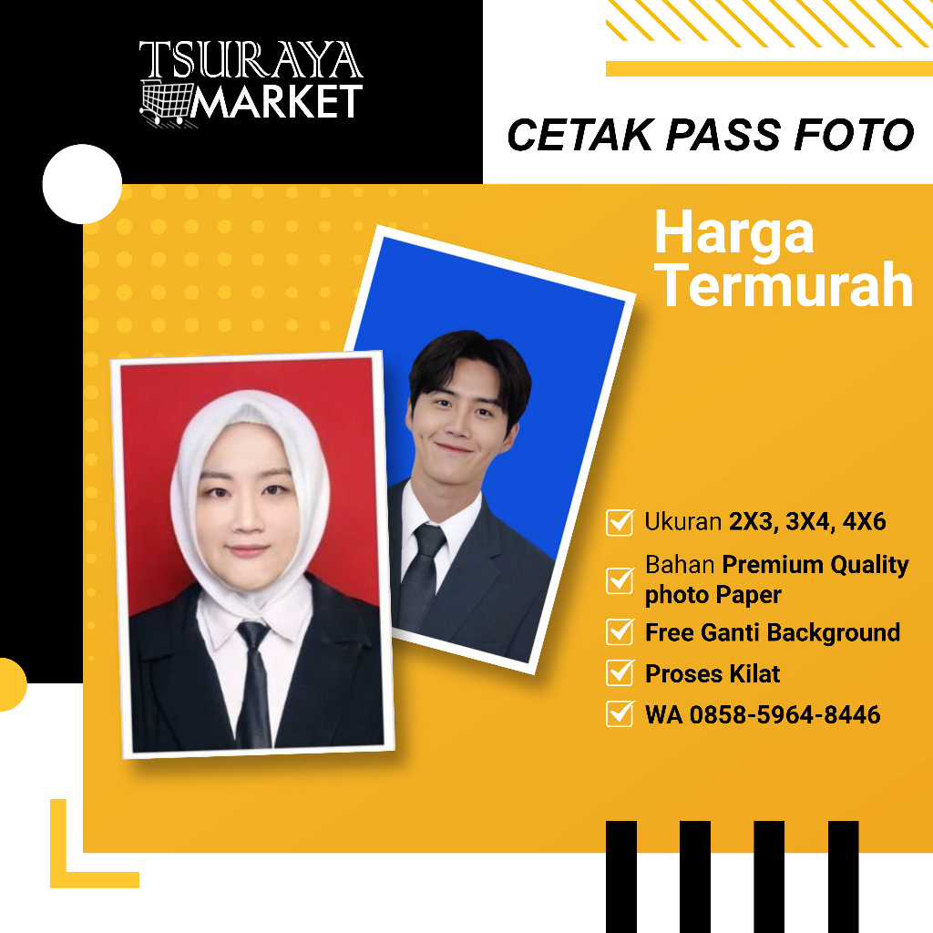 Cetak Pass Foto Lamaran Kerja Kantor  4x6 3x4 2x3