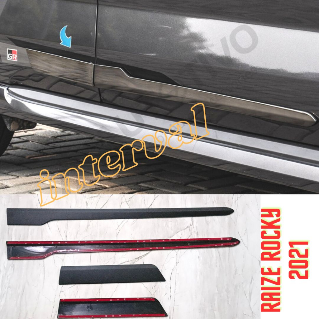 List Body Samping Mobil Raize Rocky 2021 Side Body Molding Hitam Doff