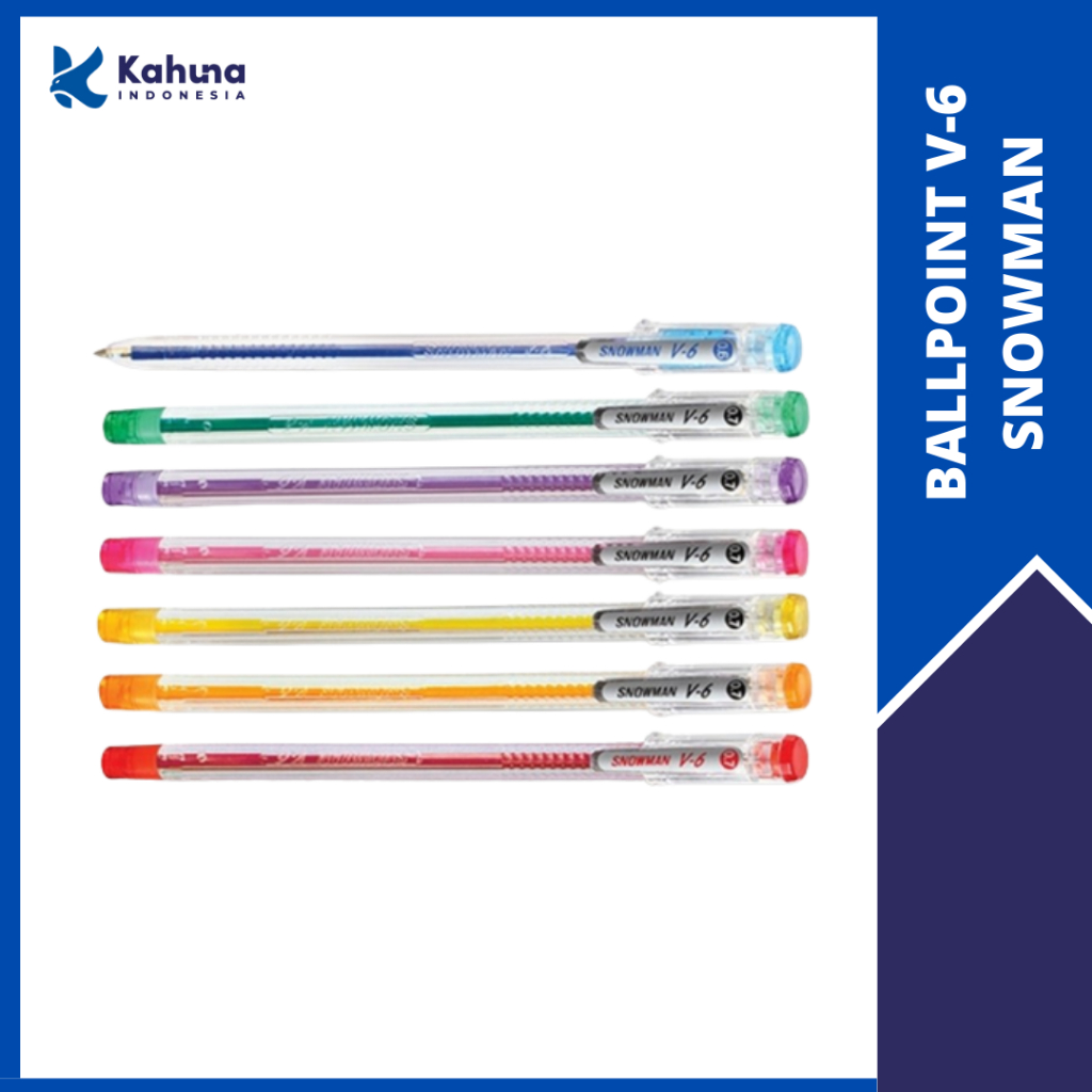 

BALLPOINT / BOLPEN / PULPEN V-6 SNOWMAN HITAM ( 1 PACK )