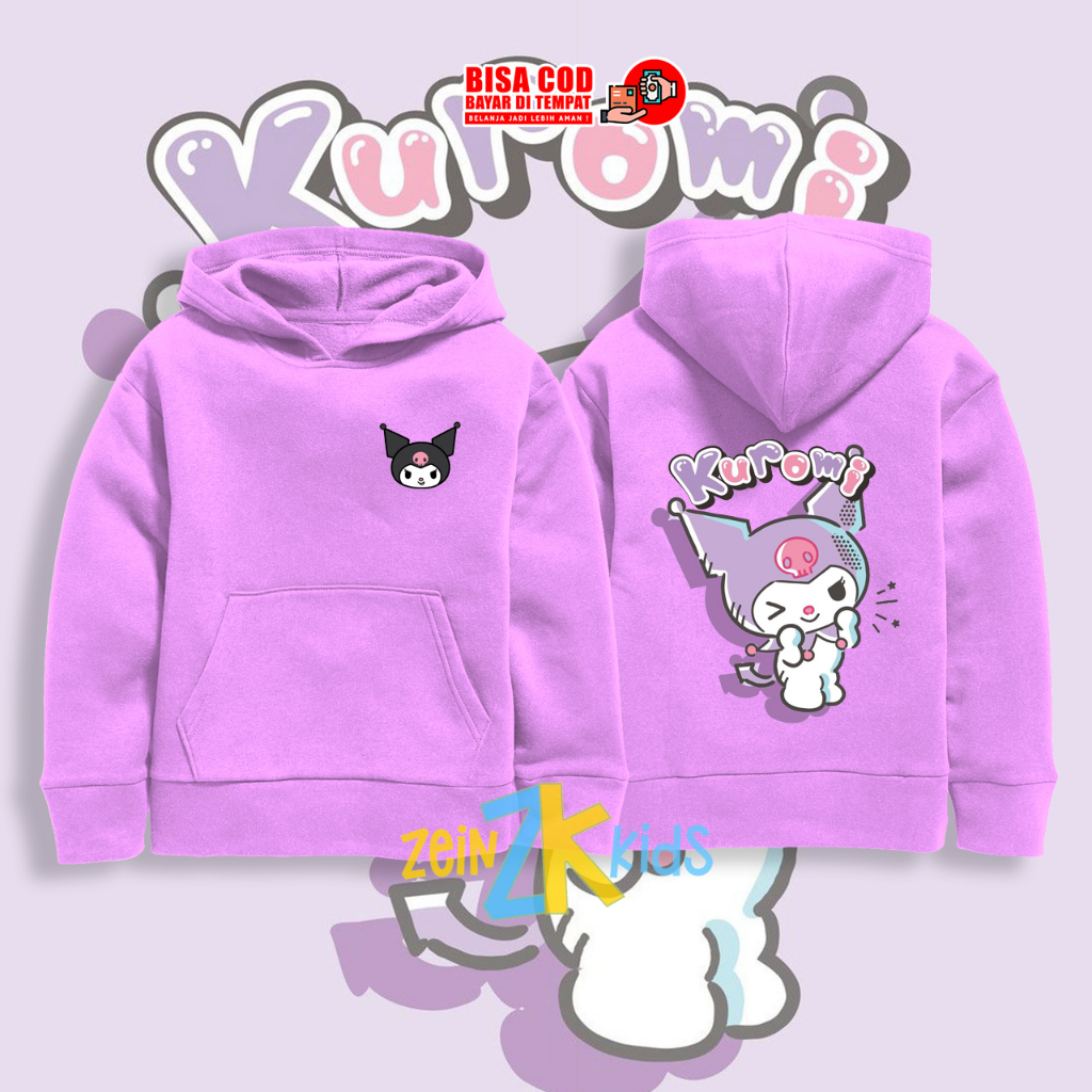 Hoodie Anak Perempuan Kuromi Sanrio / Jaket Anak Kuromi