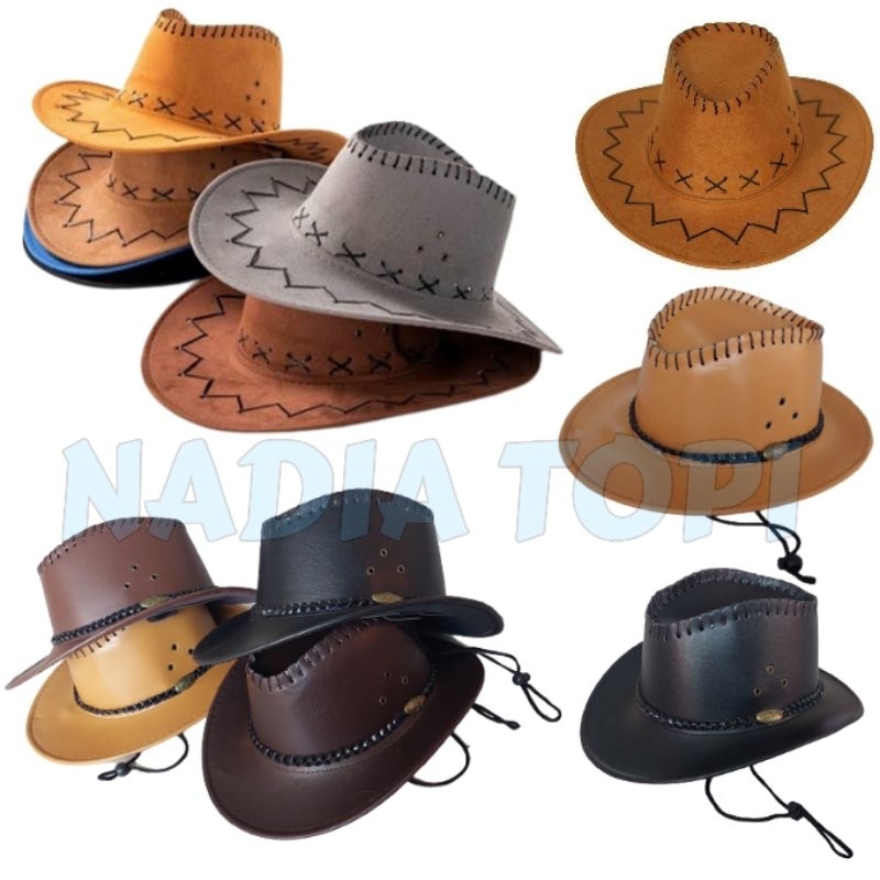 TOPI COBOY KULIT (lebar)
