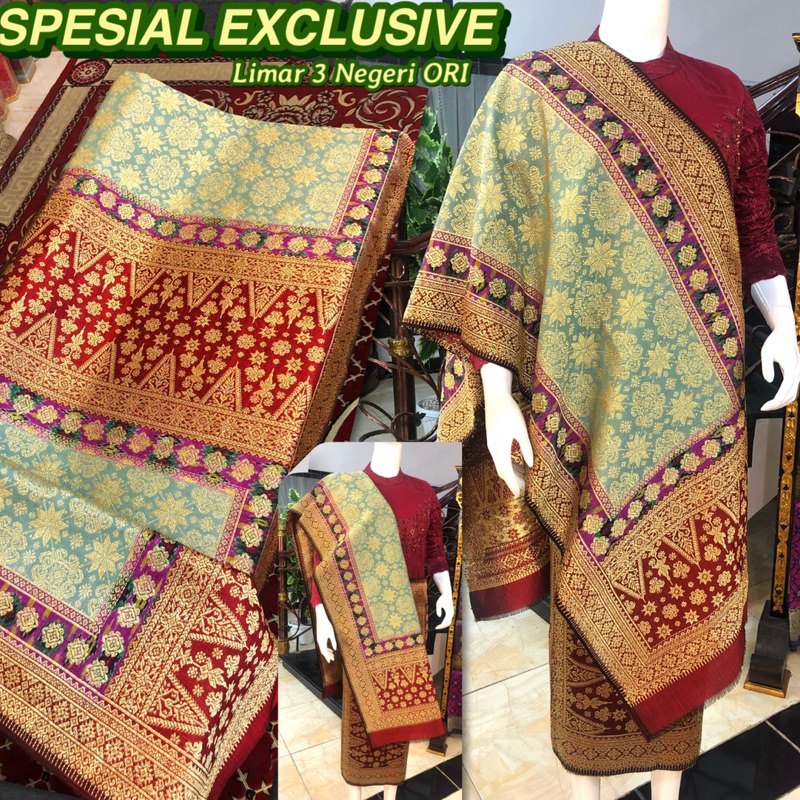 Spesial Exclusive Songket Limar 3 Negeri ORI /songket tenun asli palembang /ilham songket palembang