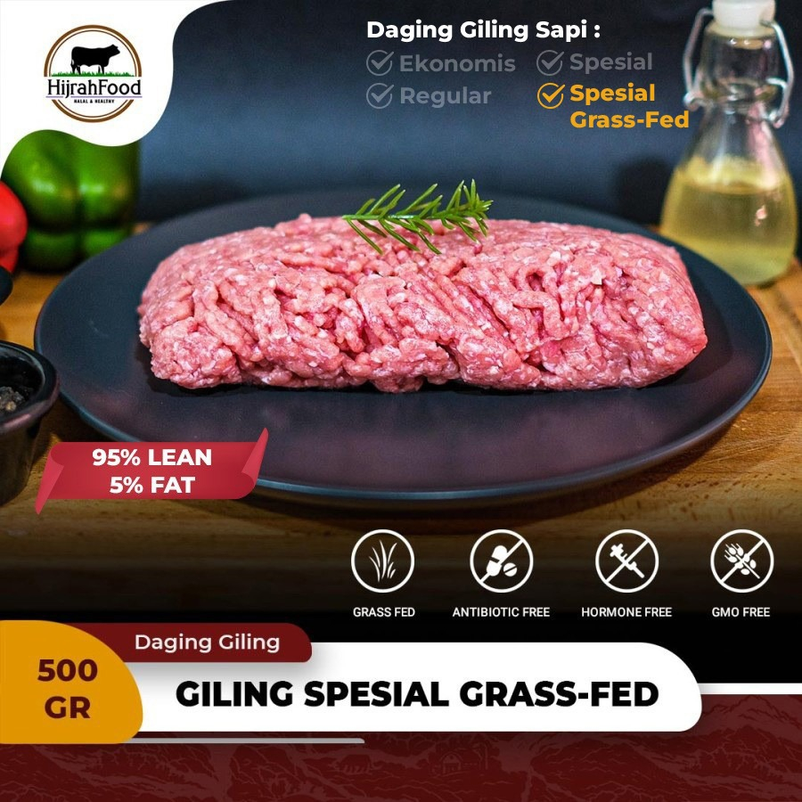 

Hijrahfood Daging Giling Sapi Muda GrassFed / Free Range Ground Veal Beef