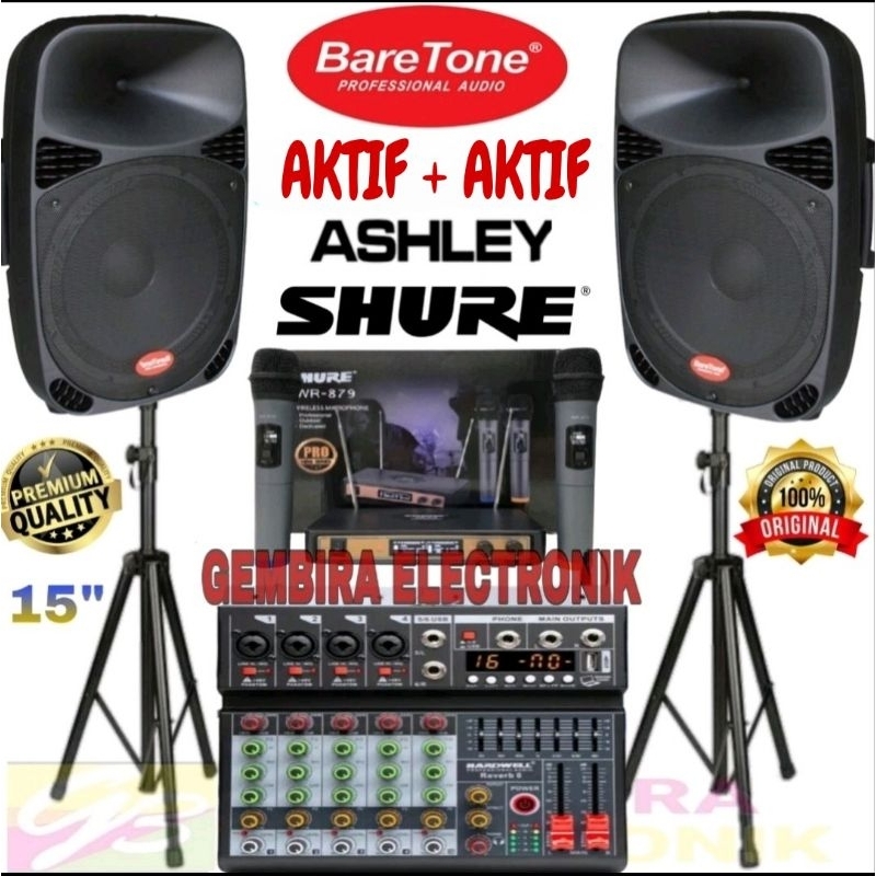 Paket Aktif Speaker Baretone 15 inch Original aktif speaker Bluetooth Mixer Hardwell 8 channel