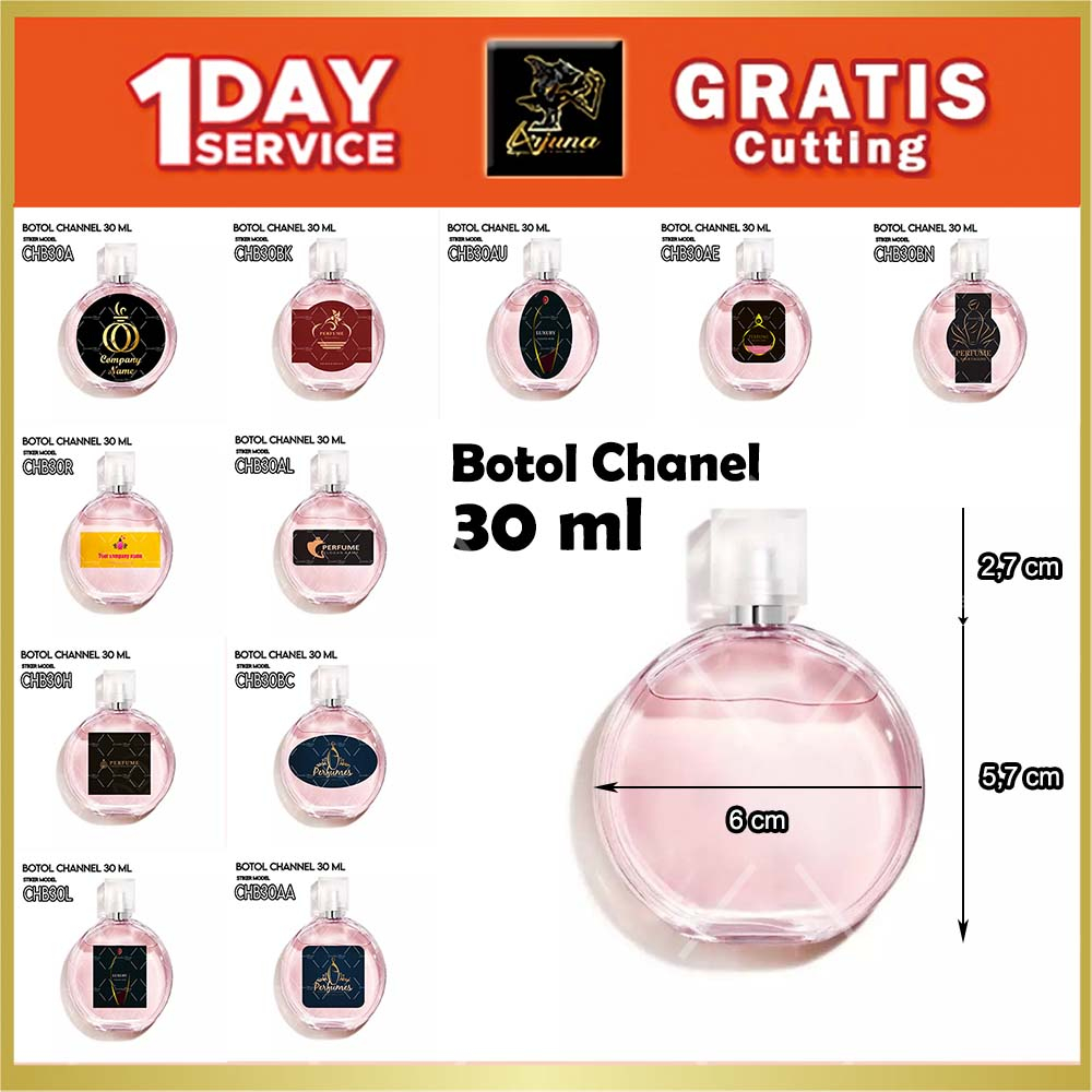 

Stiker Botol Parfum Ch Chanel 30 ml Bulat Parfume Sticker Label Custom Channel Bahan Premium Matte