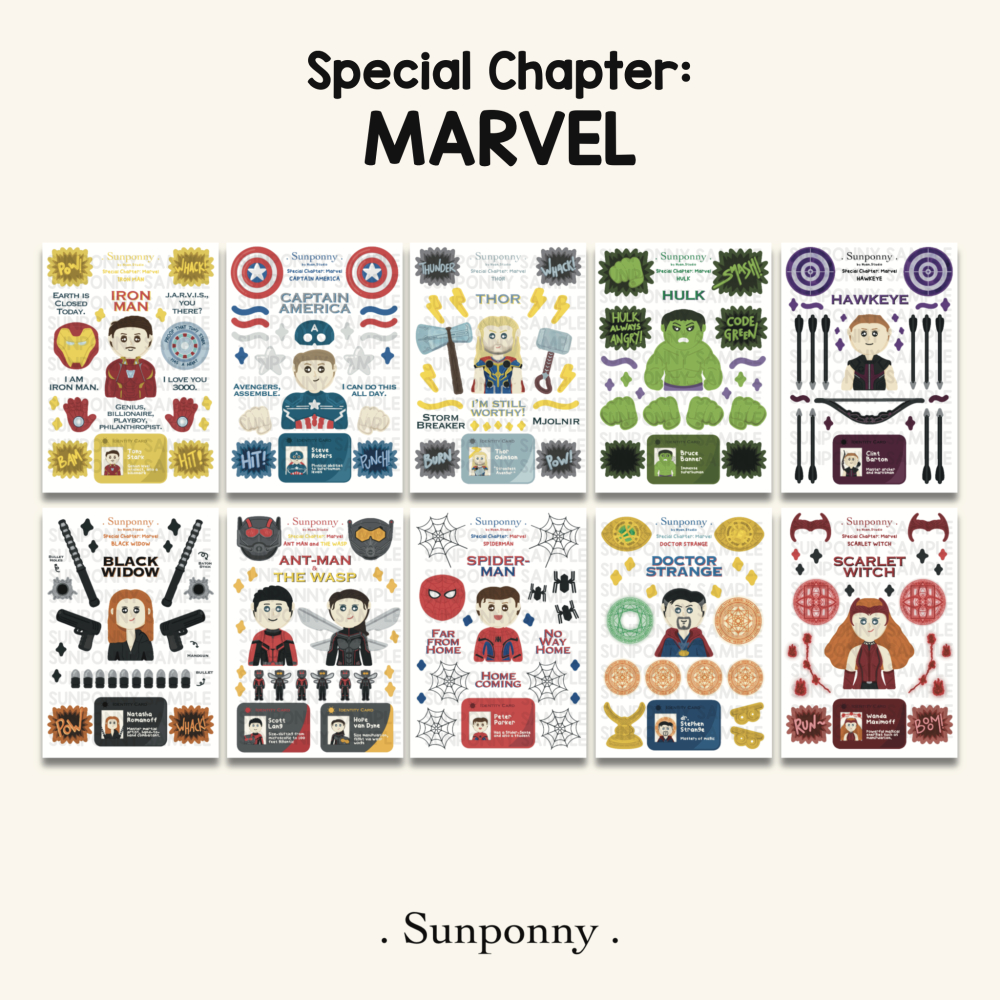 

SUNPONNY Marvel Series Sticker Sheet / Stiker Kiss Cut