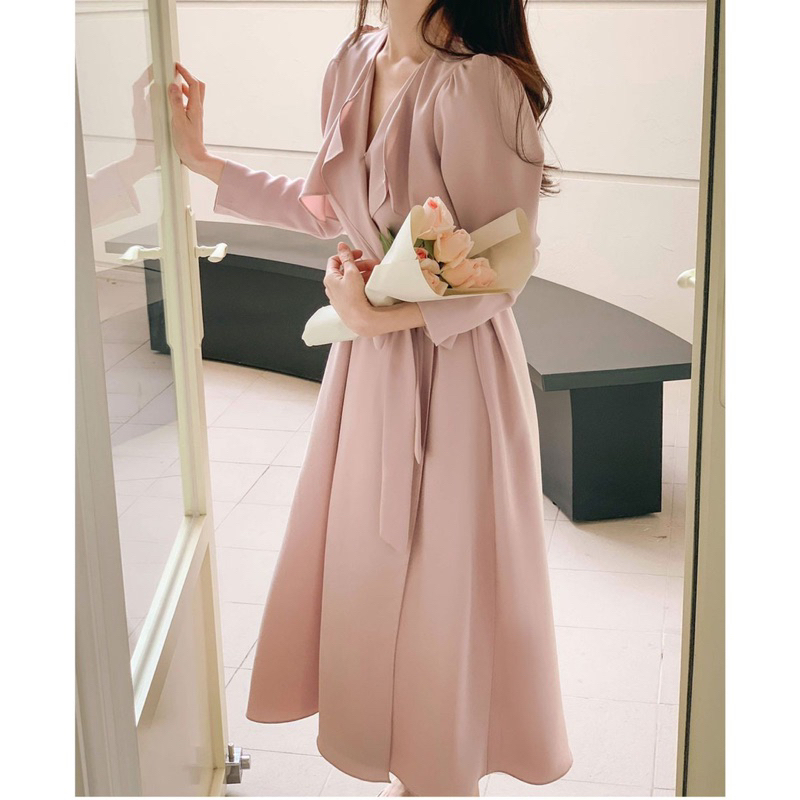 Elvapan Dress Simple Basic Polos Casual Formal Chic Minimalis Korea Style Classy Look Dinner Party S