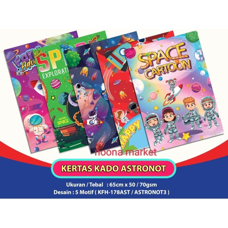 

HARGA 5 LEMBAR MIX ( Corak Mix ) Kertas Kado Astronot