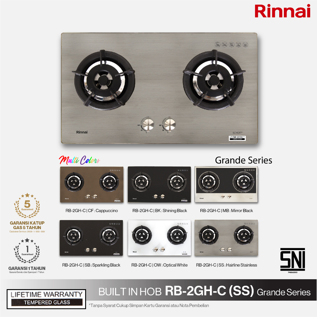 Kompor Tanam Gas Stove - RINNAI RB 2GH C (SS)