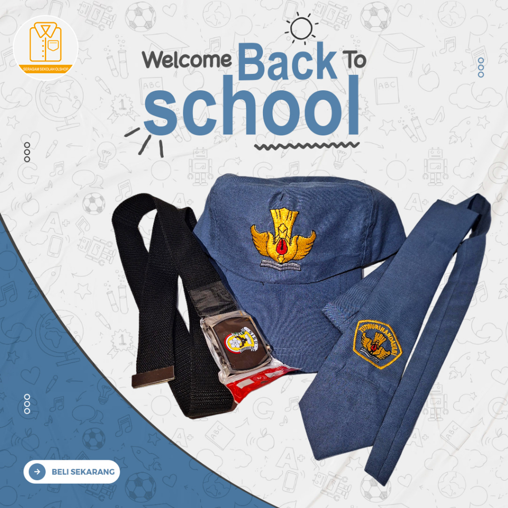 topi abu abu sma gesper dan dasi sma