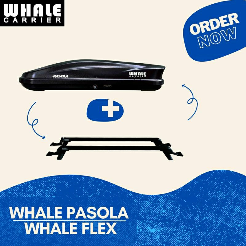 ROOF BOX WHALE TIPE PASOLA DAN CROSS BAR WHALE FLEX