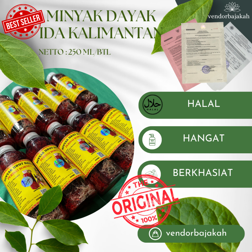 Minyak Urut Dayak Herbal PERISAI BORNEO 100% Original Khas Kalimantan 250 ml ida dayak