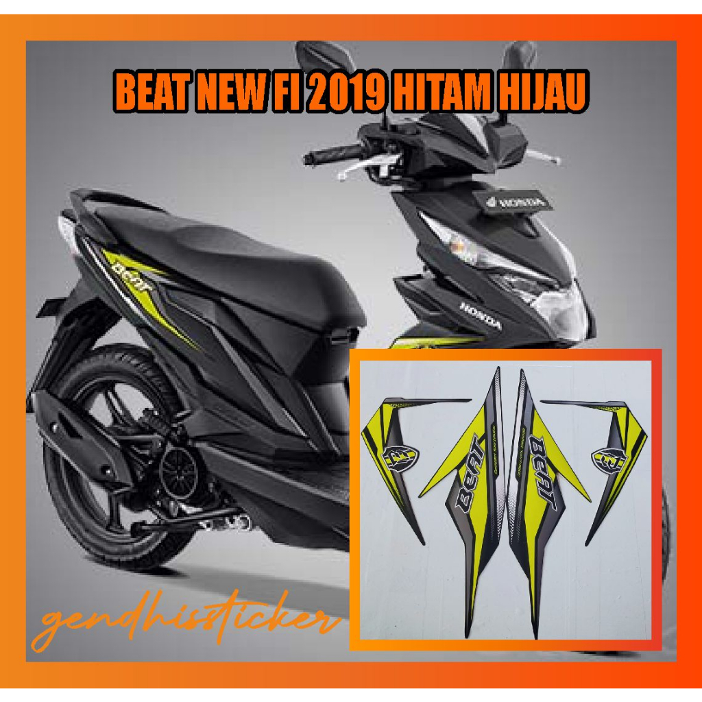 striping motor beat new fi 2019 hitam hijau