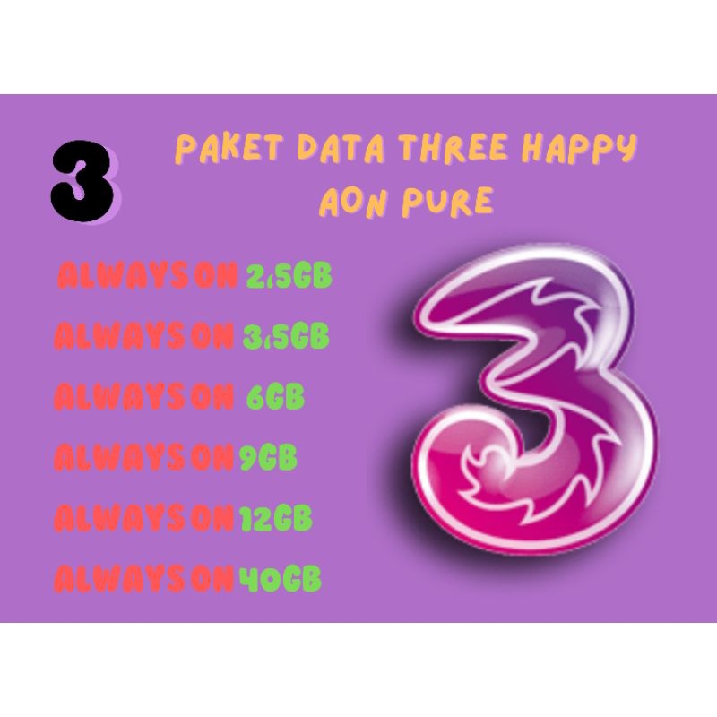 Kuota 3 three HAPPY AON PURE