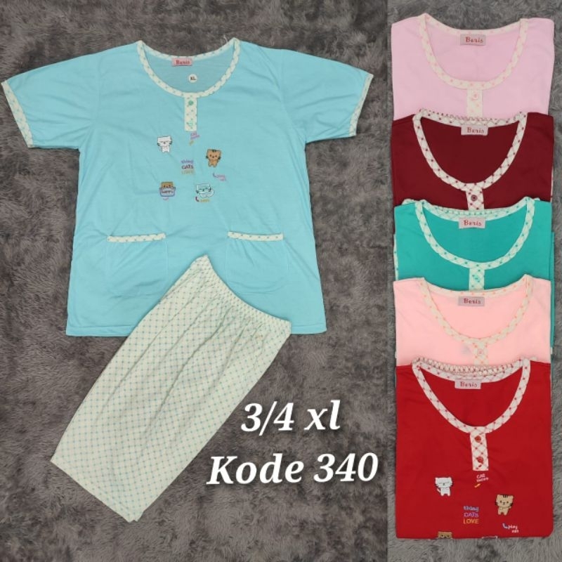 BERIS-SETELAN BAJU TIDUR CELANA PENDEK 3/4 XL